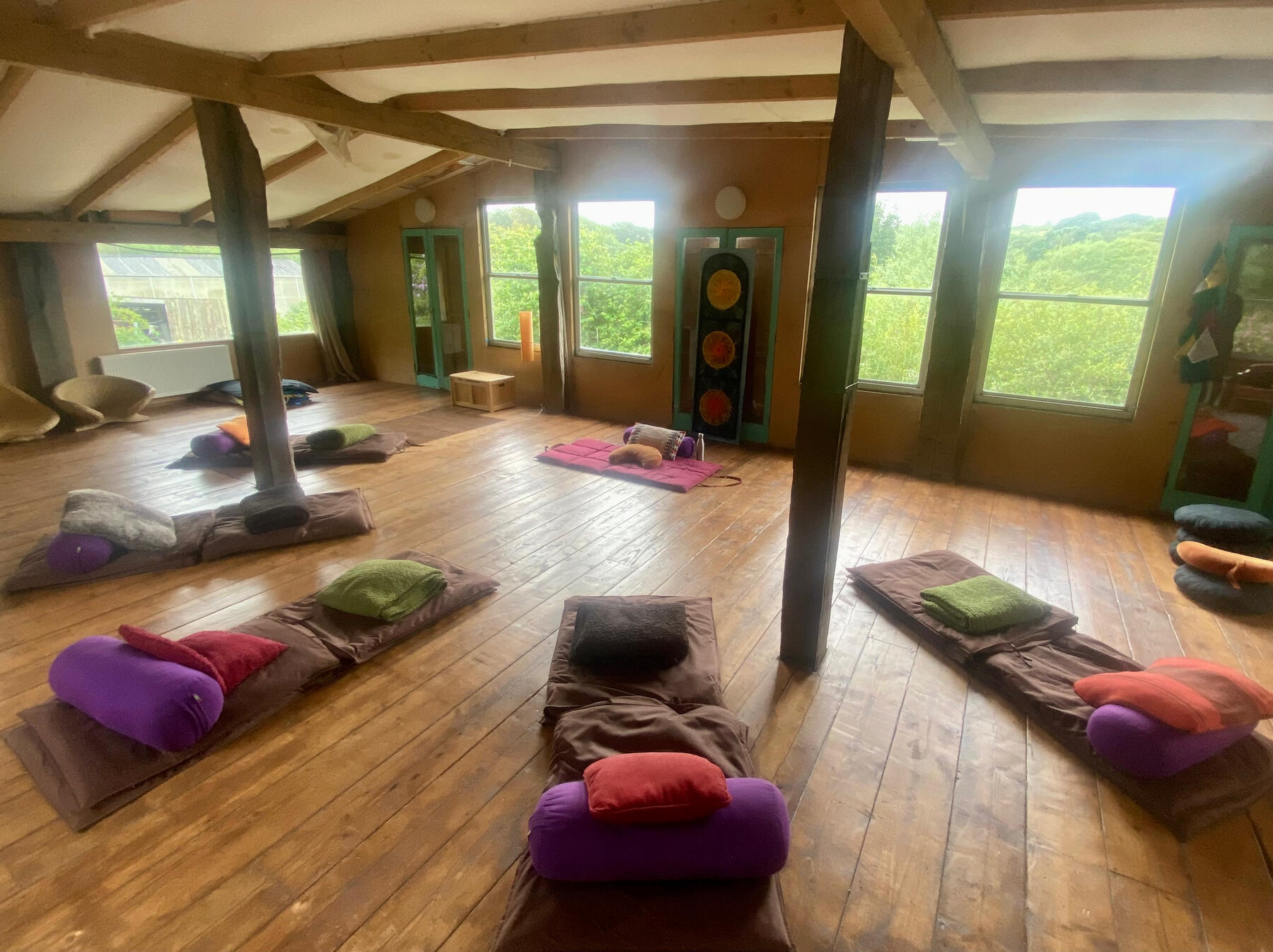image of room set up for TRE trauma release class cornwall